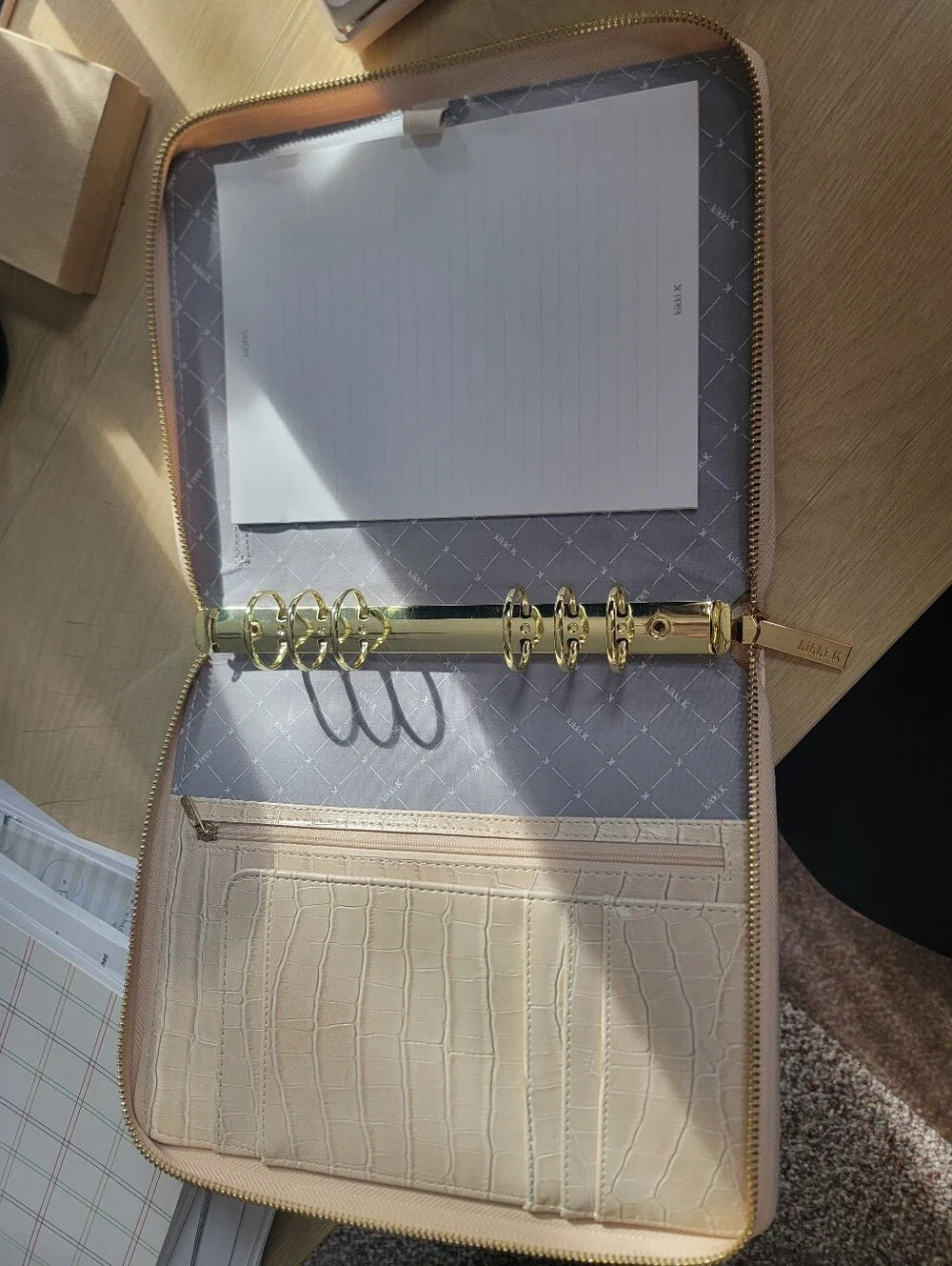 Kikki.K A5 Beige Croco Vegan Leather Zippered Planner